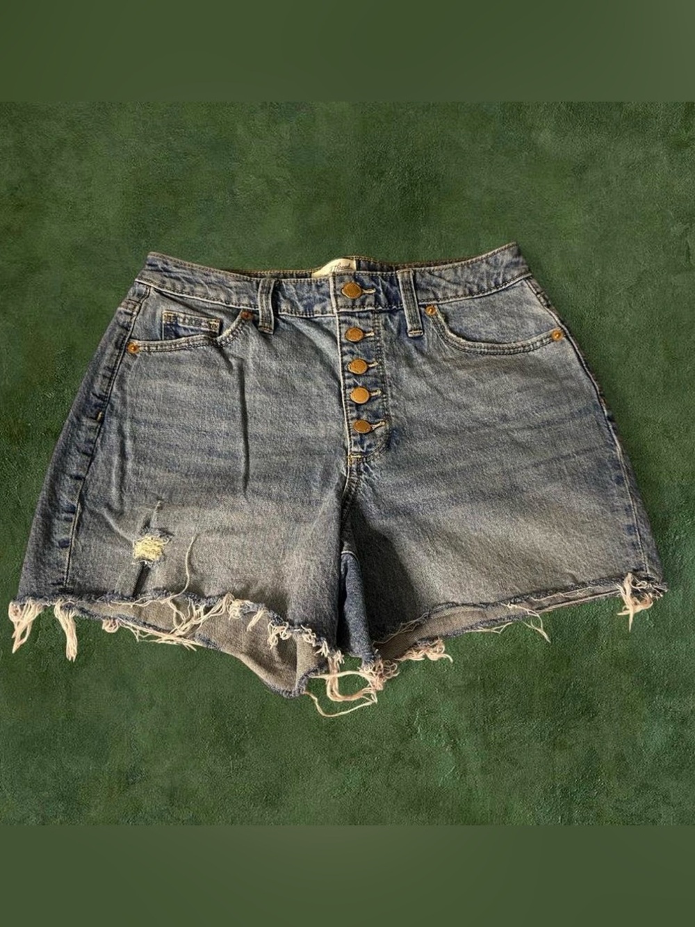 Vintage Midi style high waisted denim shorts
